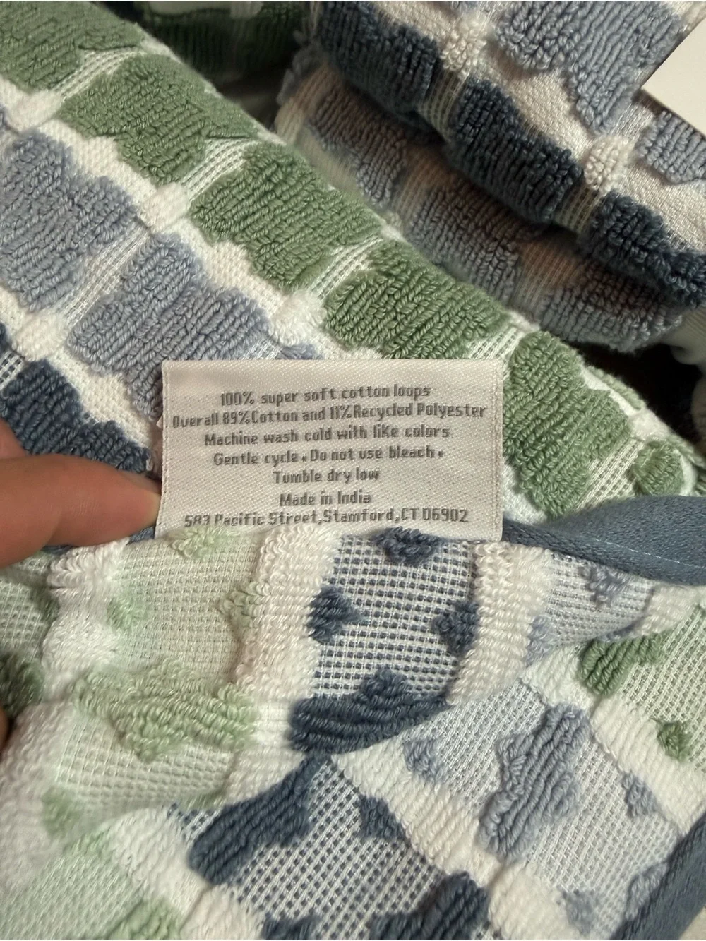 Chateau Royal Green & Blue Patterned Bath Towel Set